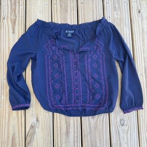 American Eagle Women's Navy Boho Blouse